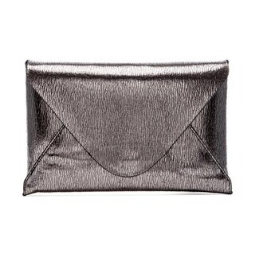 Bcbgmaxazaria harlow signature croc envelope clutch in silver metallic NWT